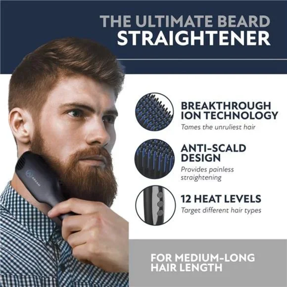 Anti Scald Beard Straightening Comb For Men Arkam Heated Brush For